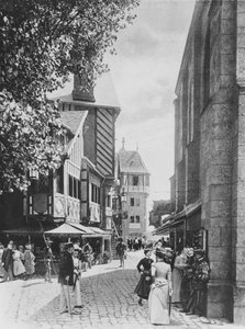 Die Rue des Vieilles Ecoles und die Kirche Saint Julien im alten Paris auf der Weltausstellung von 1900