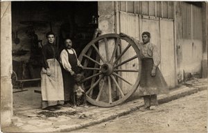 Der Wagen, Hersteller von Trolleyrädern. Postkarte Anfang des 20. Jahrhunderts von French Photographer