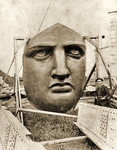 Der Bau der Freiheitsstatue, Detail des Gesichts, um 1876