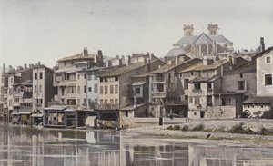 Verdun, Apsis der Kathedrale, Ansicht von der rechten Uferseite der Maas von French Photographer