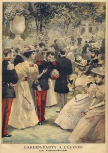 Eine Gartenparty im Elysée (La Farandole) - Illustration von Méaulle, Fortune Louis (1844-1901) aus 