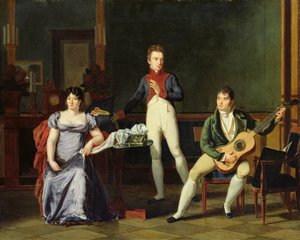 Ein Musiker und seine Familie, möglicherweise Fernando Sor (1778-1839) von French School