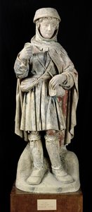 Ein Bauer, ca. 1500 (polychromer Stein) von French School