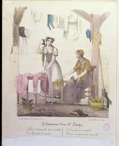Ein Zimmer im sechsten Stock, graviert von Montoux und Cheyere, 1830 von French School