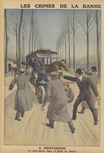 Eine Bande bewaffneter Räuber stiehlt ein Auto in Montgeron, Frankreich von French School