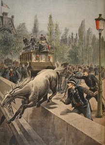 Ein Pferd begeht Selbstmord, Illustration aus Le Petit Journal: Supplement illustre, 1898 von French School