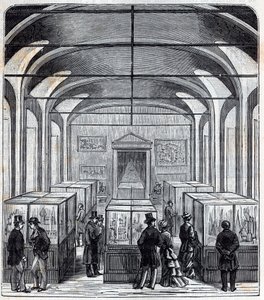 Ein Raum des Conservatoire de Arts et Metiers im 19. Jahrhundert (Stich in „Wissenschaften für alle - Physik und Chemie“ von Alexis Clerc)