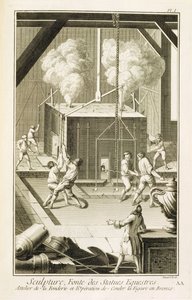 Eine Bildhauergießerei, aus der Encyclopedie des Sciences et Metiers von Denis Diderot (1713-84) veröffentlicht ca. 1770