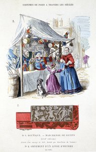 Ein Spielzeughändler im 17. Jahrhundert - in „Das Kostüm von Paris durch die Jahrhunderte“ von French School