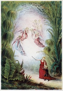 Eine Frau und Engel zeigen einem Jungen den Weg - in „Reise zum Meeresgrund“ von H. de la Blanchère. Paris, ed. Jouvet et Cie, sd. 1880. von French School