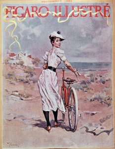 Eine Frau auf einem Fahrrad. Cover „Figaro illustriert“