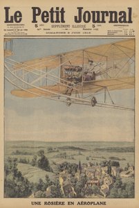 Eine junge Frau fliegt in einem Flugzeug in Montferrand, Frankreich von French School