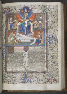 Add 18857, f.148 Die Dreifaltigkeit und die vier Evangelisten von French School