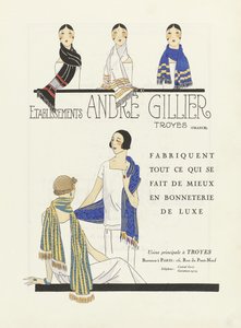 Werbung für Etablissements Andre Gillier, veröffentlicht in den 1920er Jahren von French School