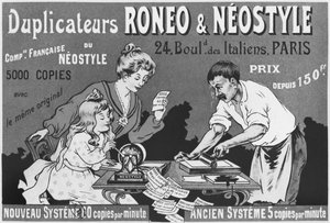 Werbung für Roneo und Neostyle Vervielfältiger, um 1903-04