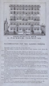 Werbung für das Louvre Railway Terminus Hotel, Boulogne-sur-Mer, Frankreich von French School