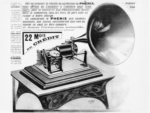Werbung für den Phonographen, ca. 1905 von French School