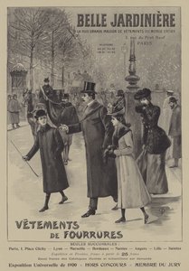 Werbung für Pelzkleidung von Belle Jardiniere, Paris von French School