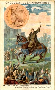 Werbe-Chromolithographie von Schokoladen Guerin Boutron, Philipp I. König der Franken von 1060 bis 1108, Pierre l