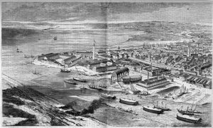 Luftaufnahme der Stadt und des Hafens von Lorient, Morbihan (56) von French School