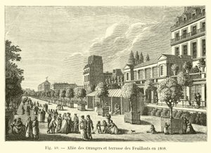Allee der Orangenbäume und Terrasse der Feuillants im Jahr 1808 von French School