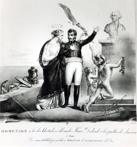 Allegorisches Porträt von General Simon Bolivar (1783-1830) ca. 1840
