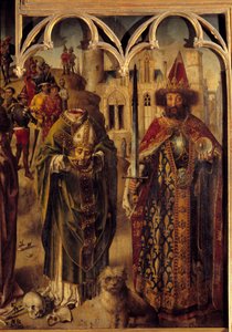 Altarbild des Parlaments von Paris: Detail des rechten Teils, der den christlichen Märtyrer Saint Denis von Paris darstellt von French School