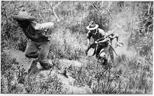 Amerikanische Soldaten jagen einen Revolutionär, Illustration aus Le Monde Illustre veröffentlicht am 13. Juni 1914