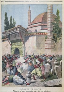 Ein Angriff auf eine Moschee durch Armenier, Illustration aus Le Petit Journal 1895 von French School
