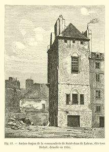 Alter Donjon der Kommende Saint-Jean de Latran, genannt Turm Bichat, abgerissen 1854 von French School