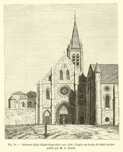 Alte Kirche Sainte-Geneviève um 1516, nach einer Zeichnung von Saint-Aulaire, veröffentlicht von M. A. Lenoir von French School