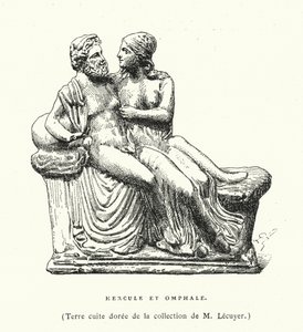 Antike griechische Terrakottaskulptur von Herkules und Omphale (Stich) von French School