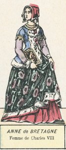 Anne de Bretagne, Frau von Karl VIII (kolorierte Gravur) von French School