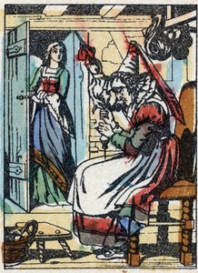 Anonyme Illustration für „Dornröschen“, Märchen von Charles Perrault (1628-1703), französischer Schriftsteller. Holzschnitt von Imaging Pellerin - Epinal, sp. Ende des 19. Jahrhunderts. von French School