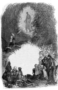 Erscheinung der Jungfrau Maria vor Bernadette Soubirous (1844-1879) in der Grotte von Lourdes, Hautes Pyrenees (65)
