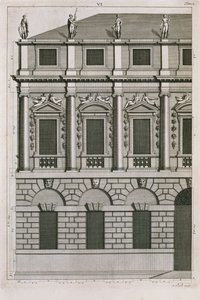 Architektonisches Design, das Palladianische Proportionen demonstriert, graviert von Bernard Picart (1673-1733) um 1716