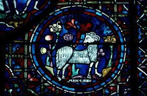 Widder, aus dem Tierkreisfenster von French School