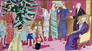 Um den Weihnachtsbaum, Modeplatte aus der Zeitschrift Art Gout Beaute, Dezember 1923 von French School