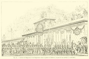Ankunft des Kaisers und der Kaiserin im Garten der Tuilerien am Tag ihrer Hochzeit, 2. April 1810 von French School