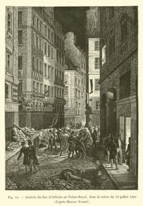 Ankunft des Herzogs von Orleans im Palais-Royal, am Abend des 29. Juli 1830, nach Horace Vernet von French School