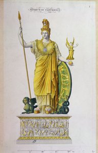 Athena Parthenos, Statue vom Parthenon, Athen (Farbgravur)