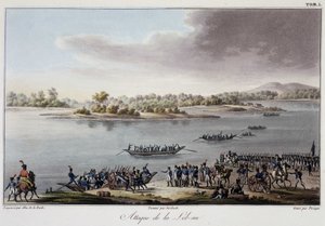 Angriff auf Lobau im Jahr 1809 - in Précis historique de la guerre entre la France et l