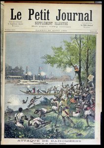 Angriff auf die Dorfbewohner von Dahomey, aus Le Petit Journal, 20. August 1892