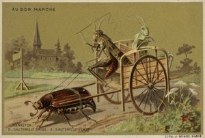 Au Bon Marché-Karten mit anthropomorphen Insekten