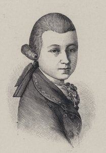 Der österreichische Komponist Wolfgang Amadeus Mozart im Alter von vierzehn Jahren von French School