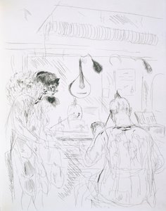 Hinter den Kulissen bei einem Pariser Bal de Nuit oder Zirkus, aus Paris Skizzen: Radierungen von Forain und Raffaelli, 1880