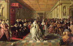 Ball am Hof von Heinrich III. anlässlich der Hochzeit von Anne, Herzog von Joyeuse, mit Marguerite de Vaudemont, 24. September 1581, ca. 1581 von French School