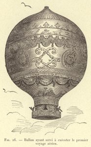 Ballon, der für die erste Luftreise verwendet wurde (Gravur) von French School