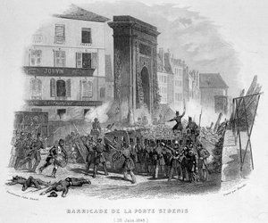 Barrikade am Porte Saint Denis (23. Juni 1848) - in „Fastes de Gardes nationales de France“