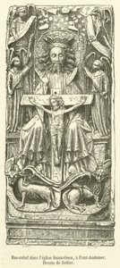 Relief in der Kirche Saint-Ouen, in Pont-Audemer (Stich) von French School
